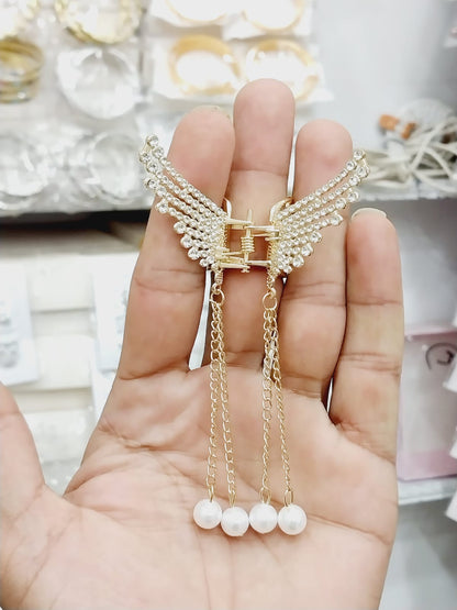 New Fashion Silver Gold Buterfly Tassel pearl Hair Clip Korean style hair accessories for women