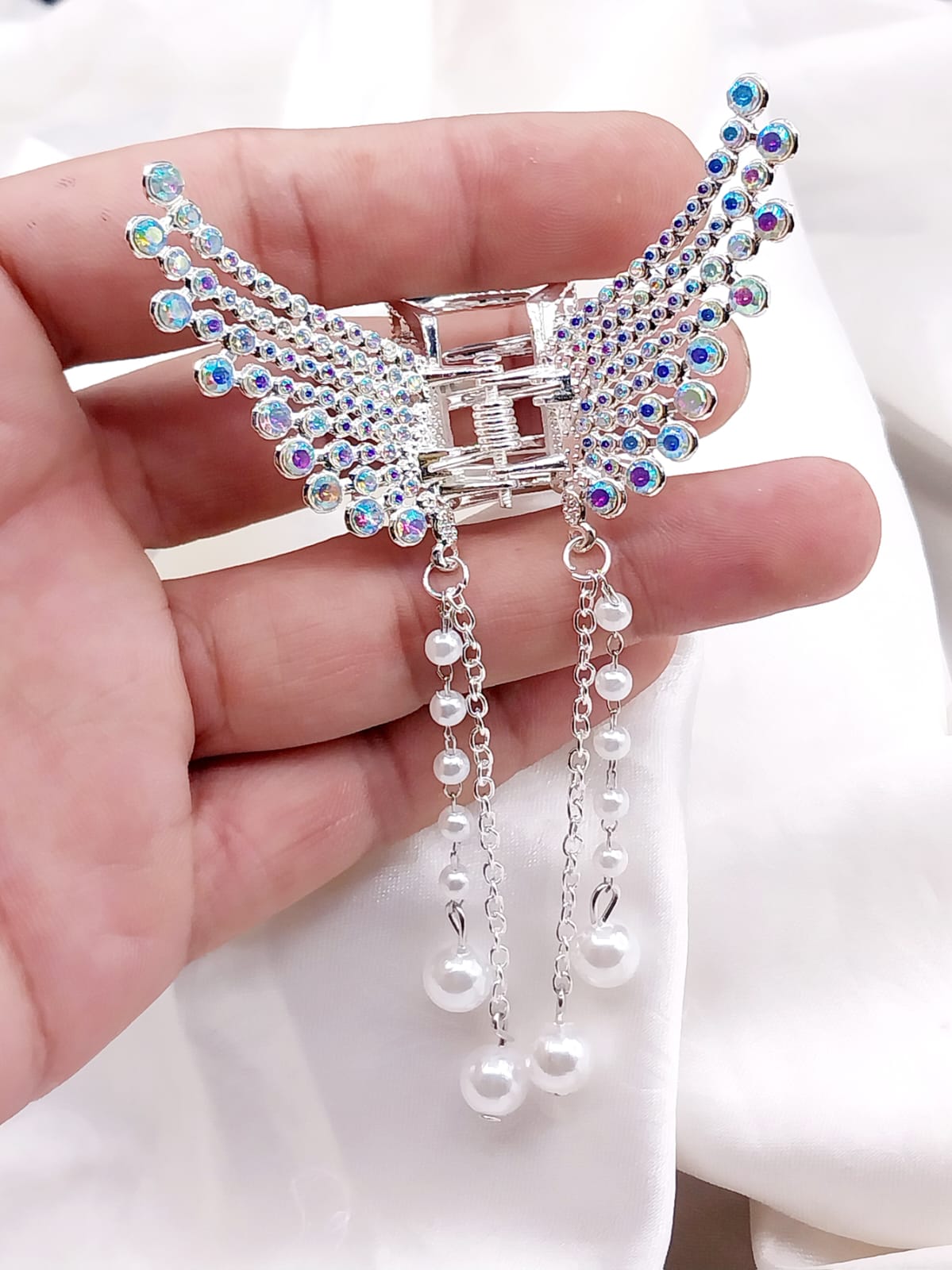 New Fashion Silver Gold Buterfly Tassel pearl Hair Clip Korean style hair accessories for women
